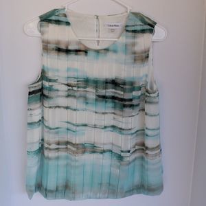 Calvin Klein Pleated Sleeveless Blouse Like New